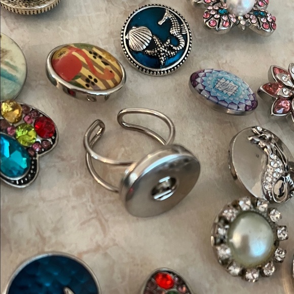 Colorful Snap Button Charms Collection Rings - Picture 2 of 6